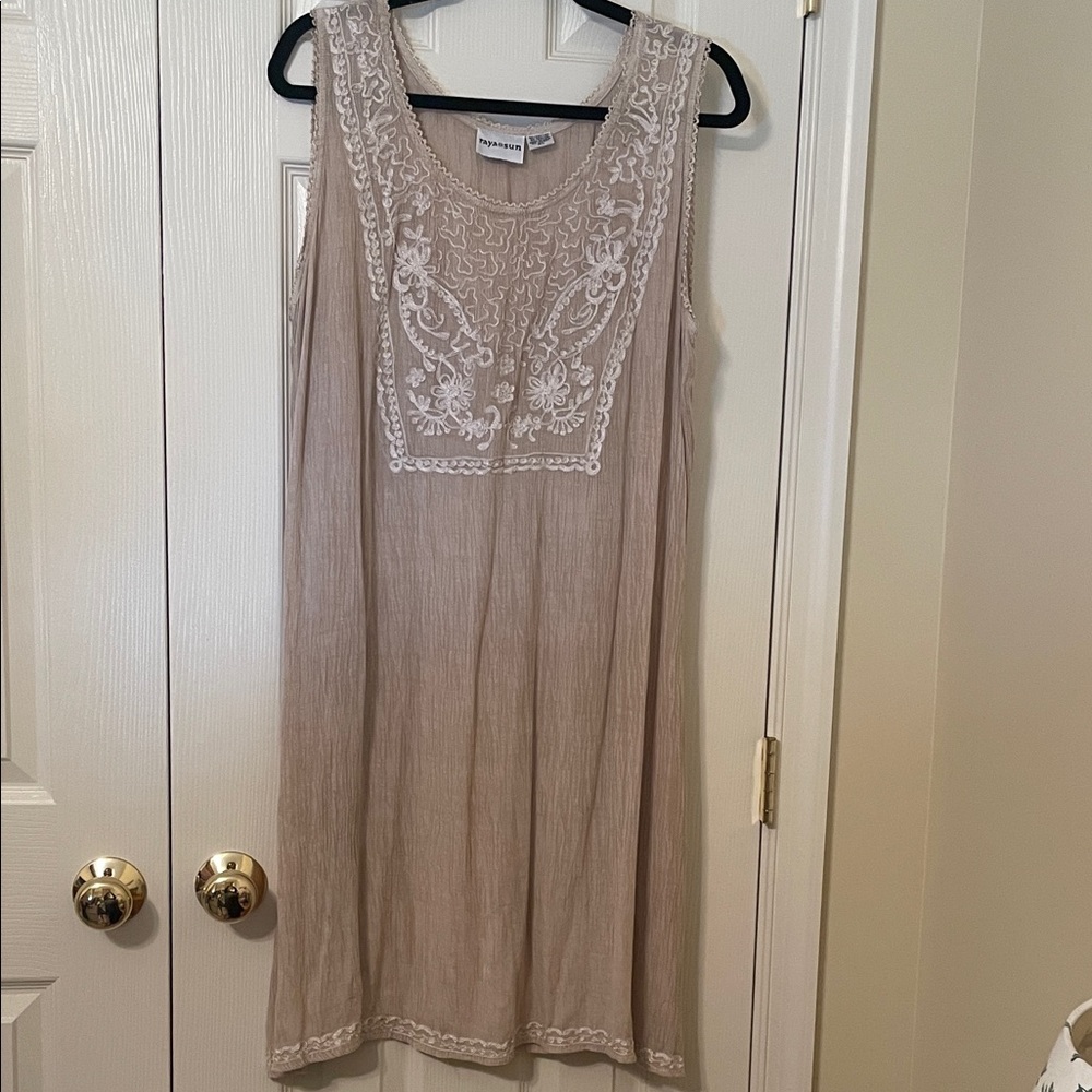 Raya Sun Light Tan Embroidered Dress